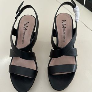 Black wedge espadrille from Neiman Marcus size 6. NEVER WORN